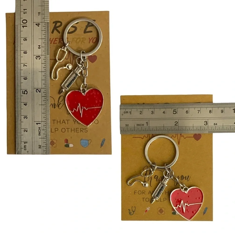 Nurse Keychain Gift Set 3 Pendants with Appreciation Thank You Card RN